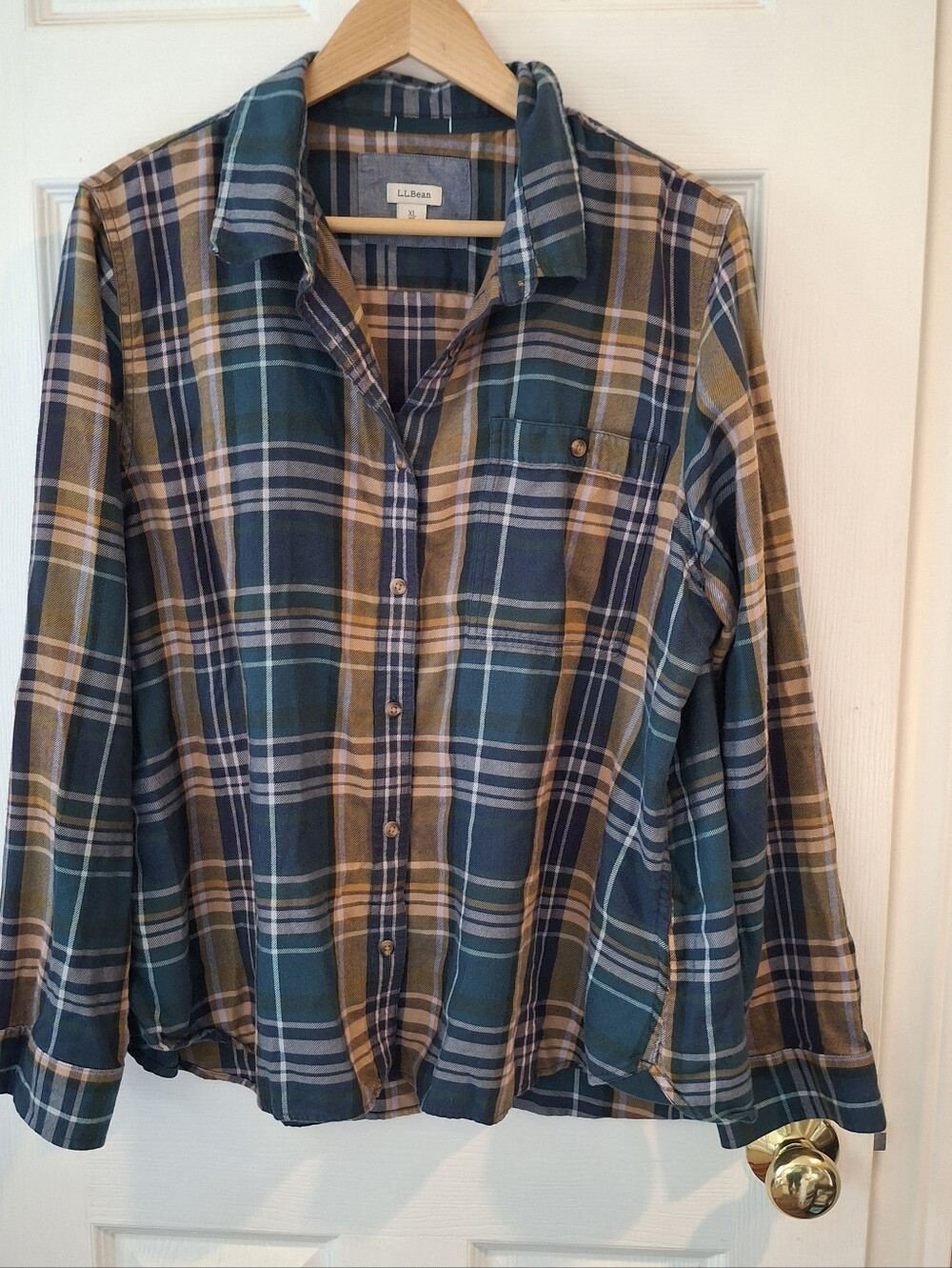 Vtg Y2K L.L. Bean Womens Rangely Plaid Flannel Button-front Shirt Pocket Sz XL